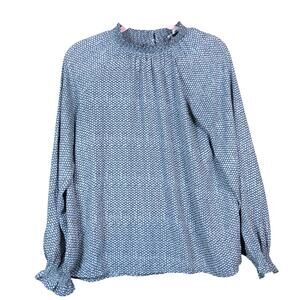 LOFT Outlet Womens Blouse Gray Multi Polka Dot Mock Neck Long Sleeve Small